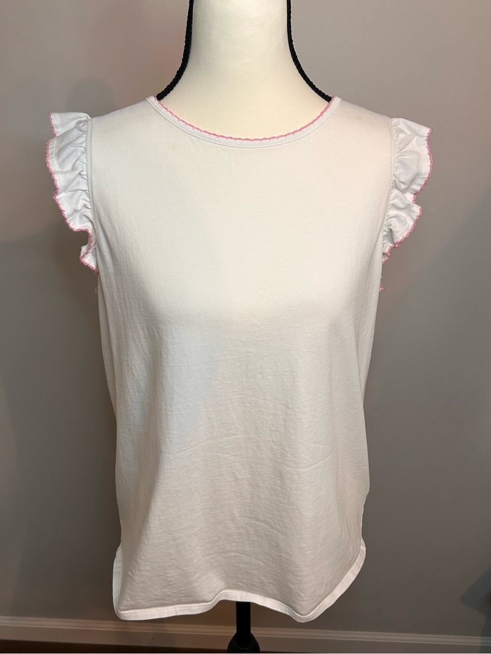 Draper James Flutter Sleeve T-Shirt Blouse Magnolia White Pink Women's Size S